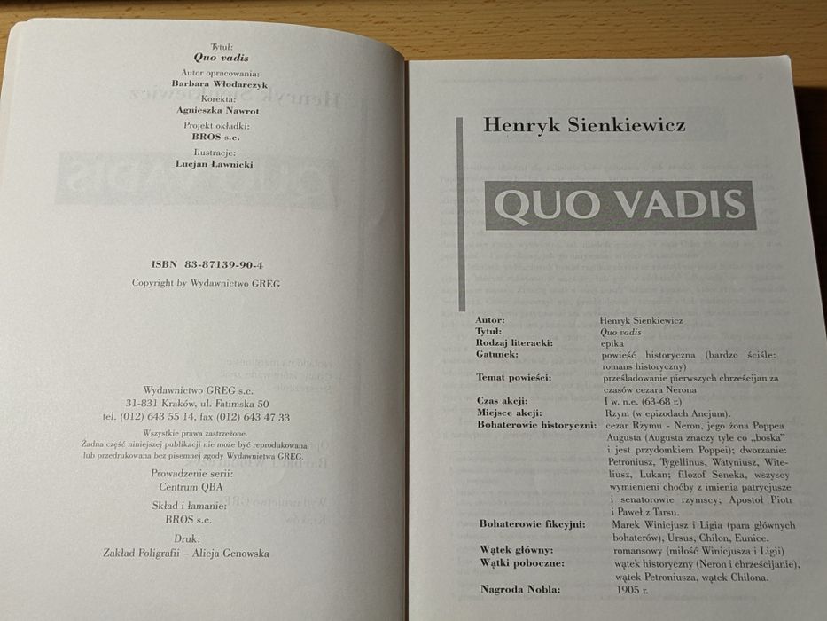 Quo vadis H. Sienkiewicz