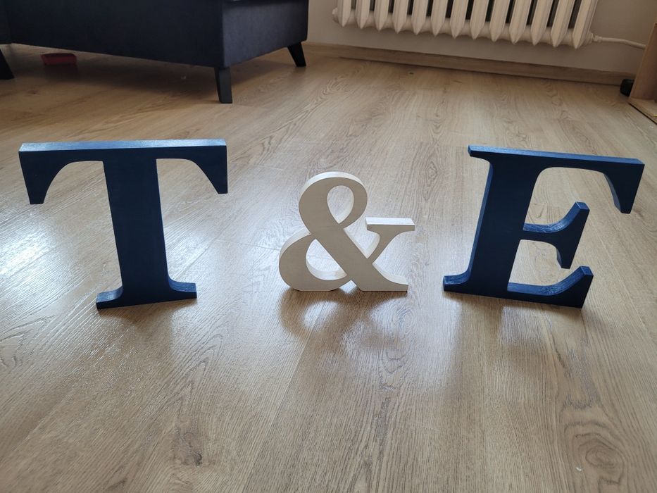 Litery T & E na ślub na stół dekoracja