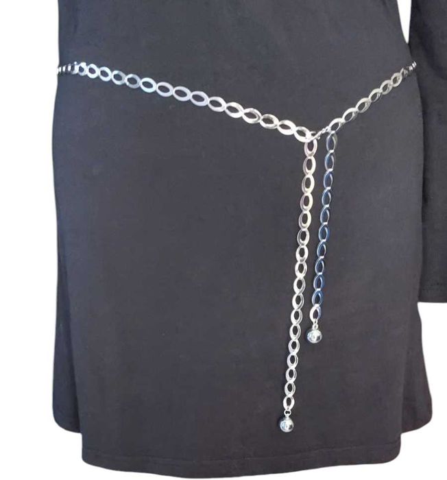 Metalowy srebrny pasek damski