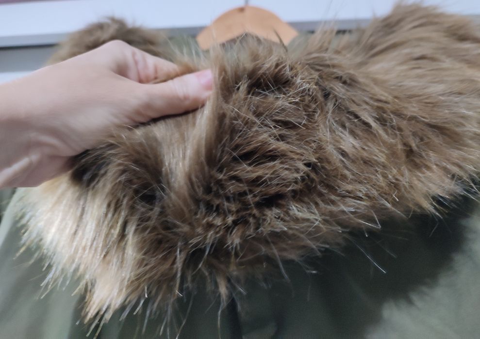 Kurtka parka khaki kożuch