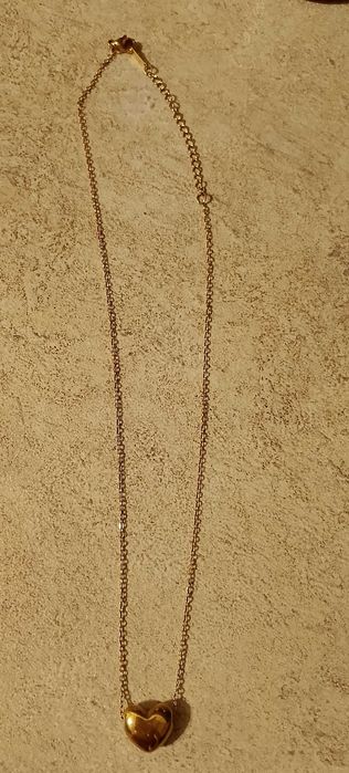 Naszyjnik lancuszek ankier serce apart zloty stal chirurgiczna 45cm