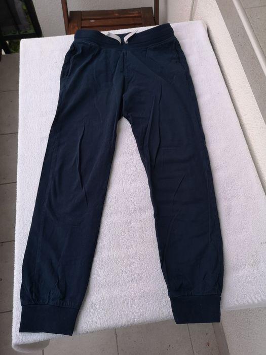 Świetne cienkie spodnie h&m Basic 140 cm granatowe
