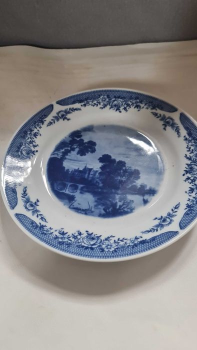 stary talerz porcelana z motywem obrazu VAN DER NEER kolekcjonerski