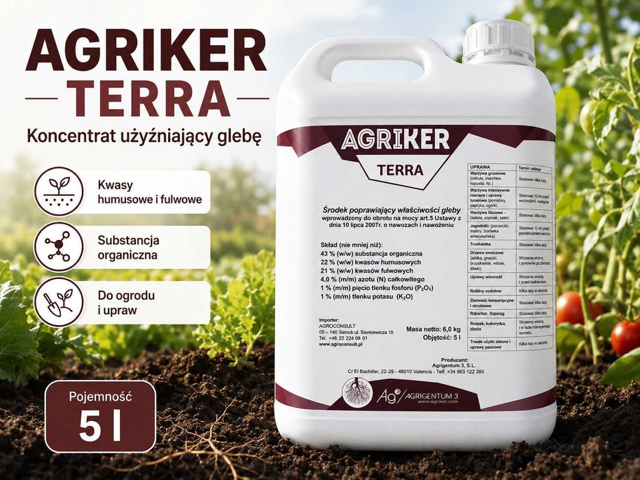 Agriker Terra 5 l użyźniacz gleby po żniwach kwasy humusowe
