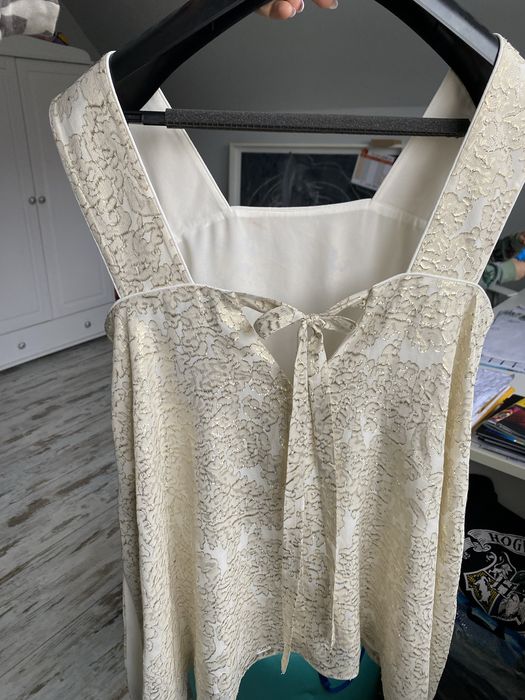 Massimo Dutti jedwabny top bluzka złota nitka silk seta 38 M 40