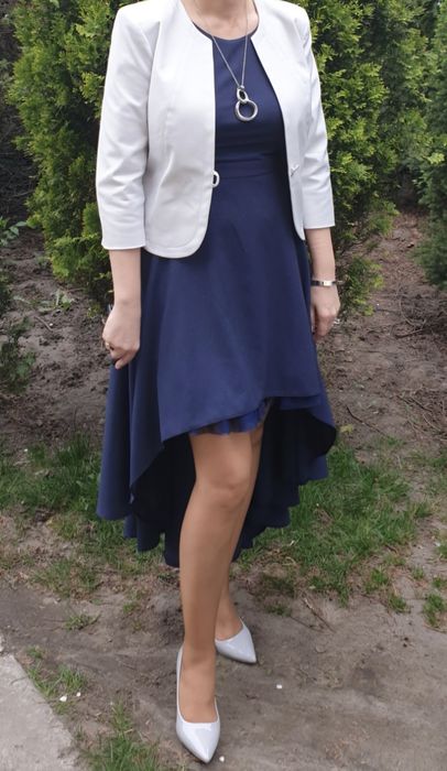 Sukienka granatowa na sylwester, studniówkę rozm.42, buty gratis