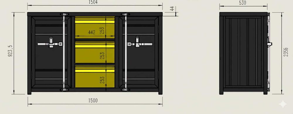 Stól Szafa  Warsztatwy Industrialny Design Stabilny 196kg kontener