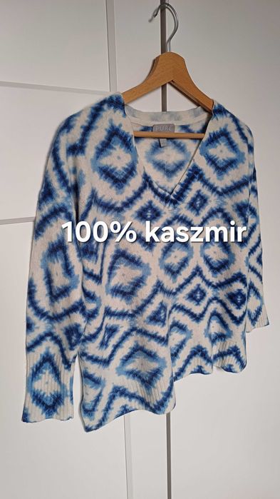 Kaszmirowy sweter z motywem abstrakcyjnym Pure Collection S/M oversize