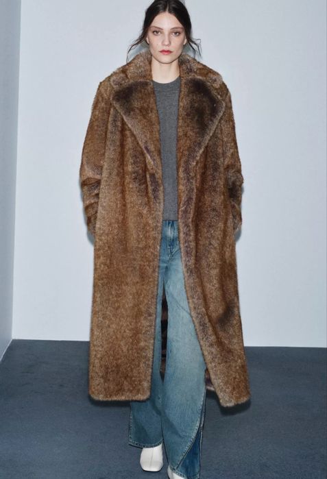 Шуба zara довга розмір S,M  пальто  куртка