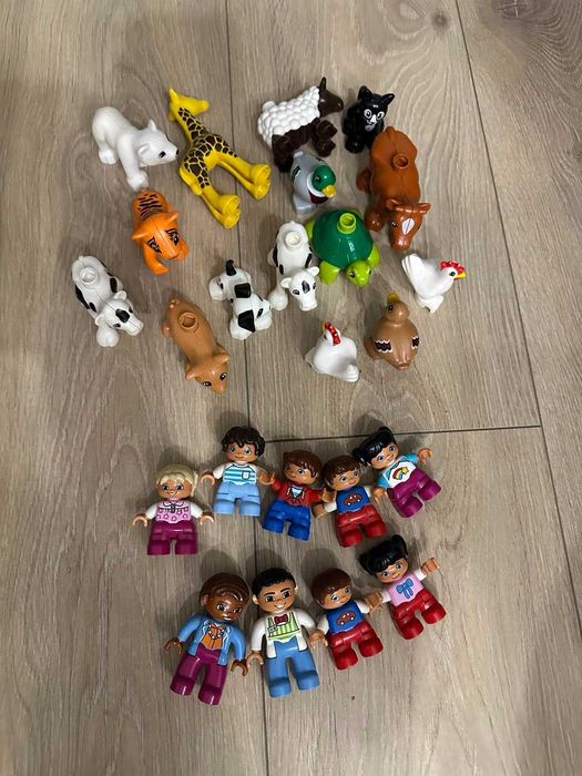 LEGO DUPLO – bardzo duży zestaw + pojazdy, zwierzęta, figurki