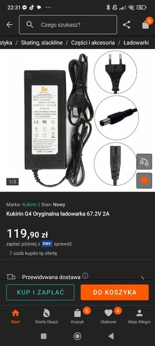 Orginalna ładowarkę do kukirin g4