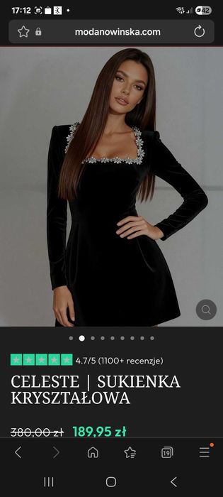 Sukienka mini z kryształkami