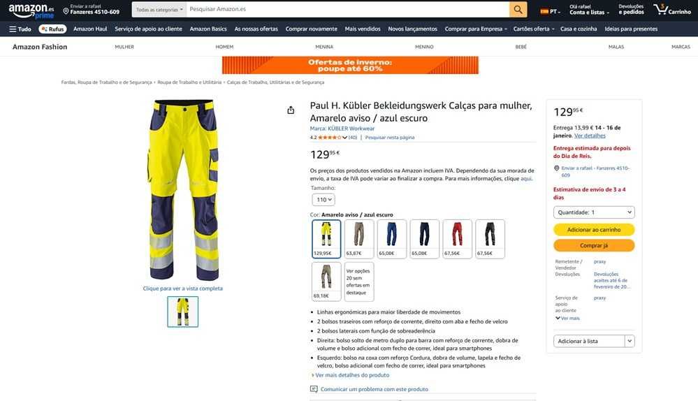 Paul H. Kübler calças para trabalho Tam XXL (132)