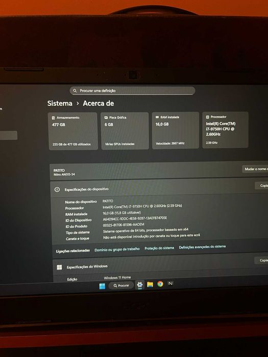 Acer Nitro 5 AN515-54 – i7 | RTX 2060 | 16GB RAM | SSD 512GB
