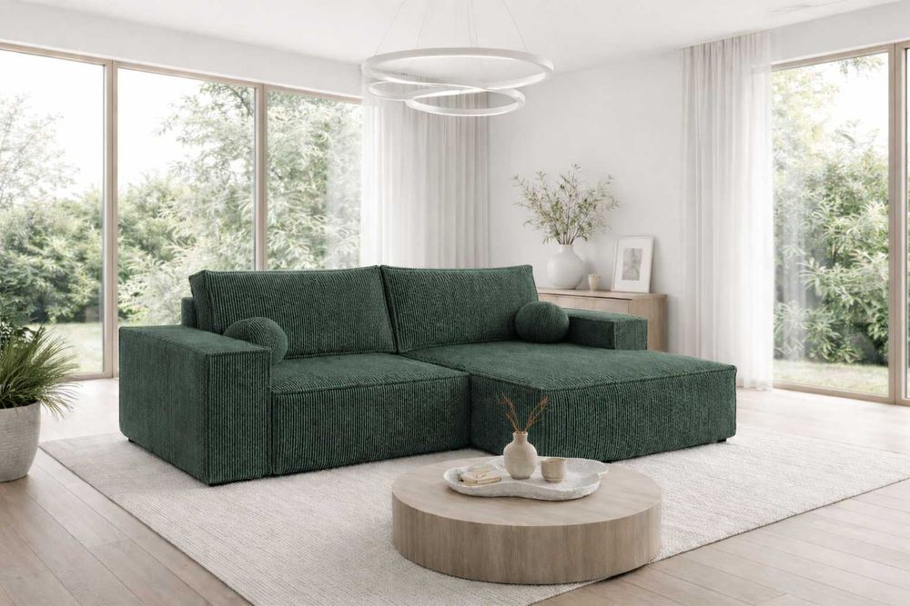 Narożnik rozkładany kanapa COBO L mini 255 cm sztruks funkcja spania