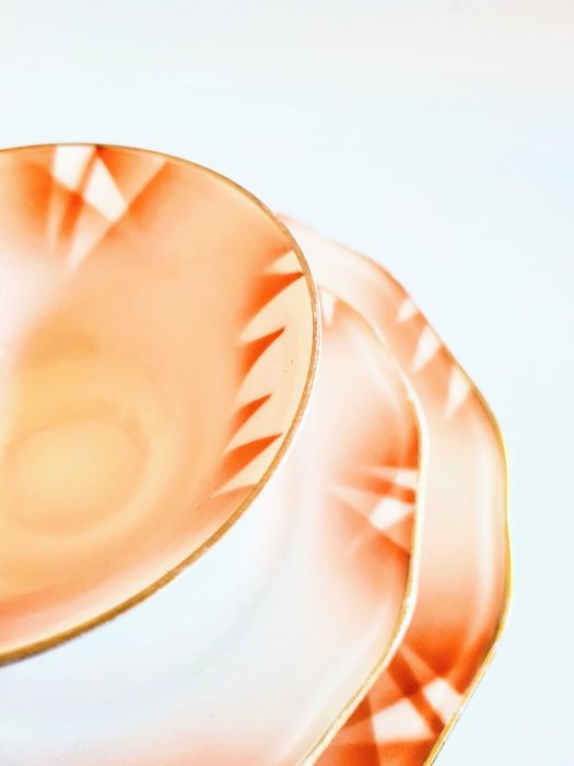 Trio śniadaniowe Reinecke, spritzdekor lata 20/30 piękne art deco