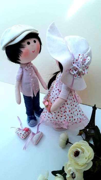 Текстильная кукла ручной работы  ситцевая свадьба