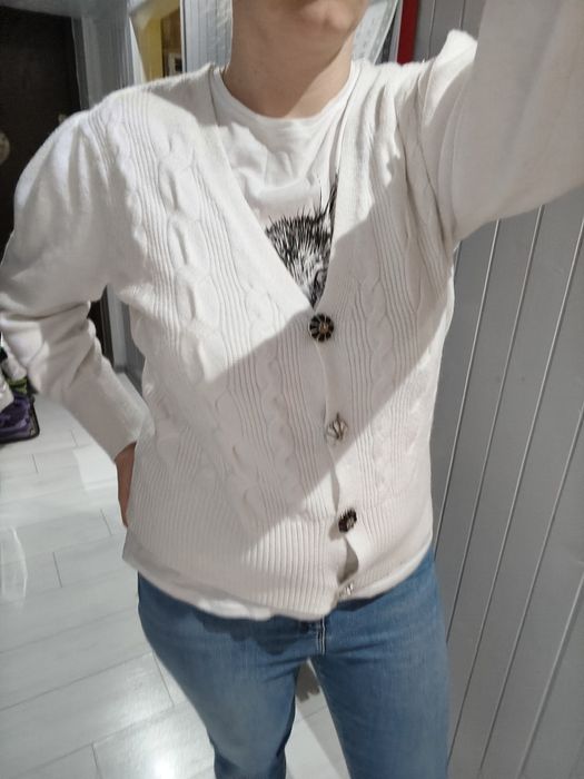 Biały sweterek kardigan damski xl 42