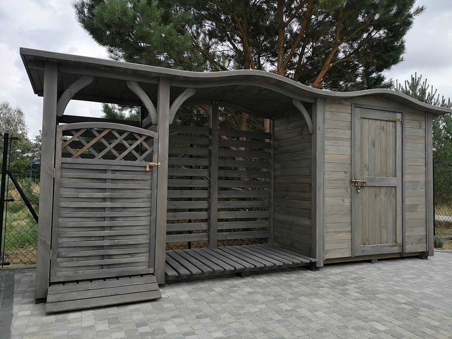 Zadaszenie na kosz domek narzędziowy drewutnia