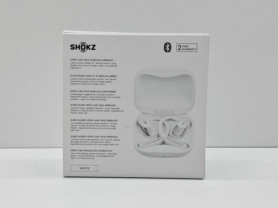 Słuchawki bezprzewodowe douszne białe Bluetooth Shokz OpenFit Air + etui