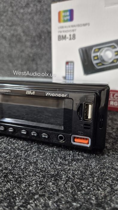 Блютуз магнітола Pioneer BM-18,змінна підсвітка,USB,AUX