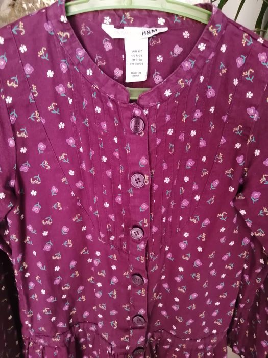 Fioletowa sukienka w kwiatuszki h&m 122