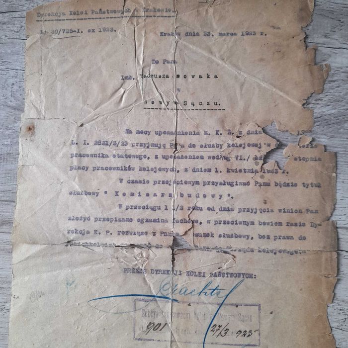 Koleje Państwowe RP przedwojenne, pieczątki na drukach