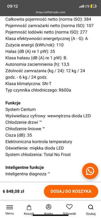Nowa lodówka chłodziarko-zamkrażarka LG duża 2m