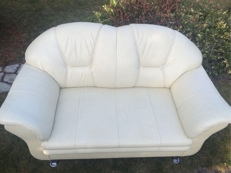 Wypoczynek skóra naturalna 3os., 2os., 1os., ecru [Kanapa sofa fotel]