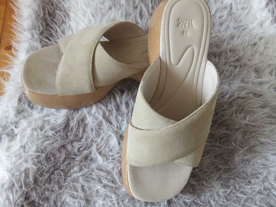 Buty skórzane beżowe Zara 39 stan bdb