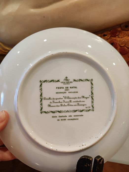 Prato porcelana série limitada Festa de Natal da Vista Alegre