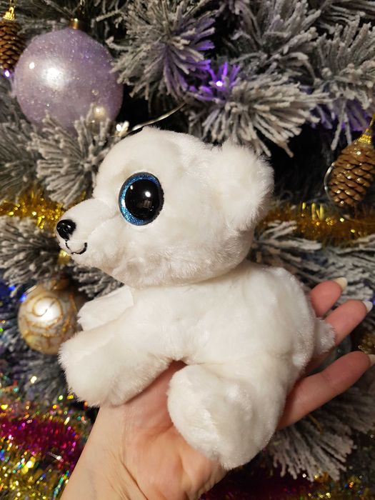 TY Beanie Boos глазастик белый мишка, полярный медведь ARI 15 см