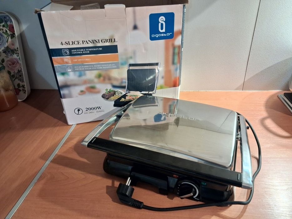 Wielofunkcyjny grill elektryczny Aigostar – 4 w 1 do mięsa i panini