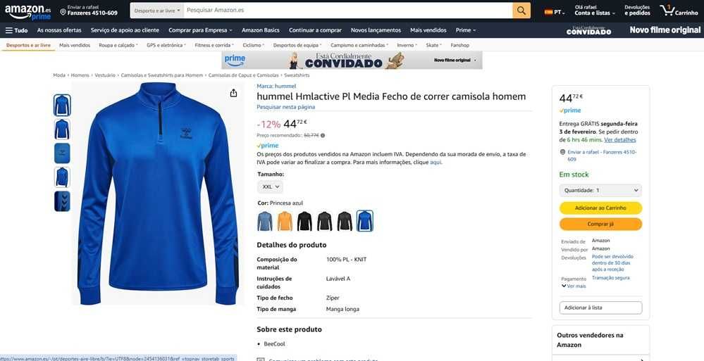 Hummel Sweatshirt de gola Tam XXL (187)