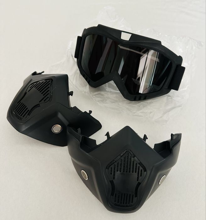 Conjunto 2 máscaras + 1 óculos goggles lentes escuras