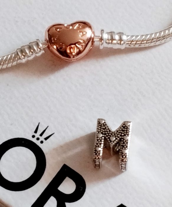 Charms Pandora ALE literka M serca 925srebro nowy