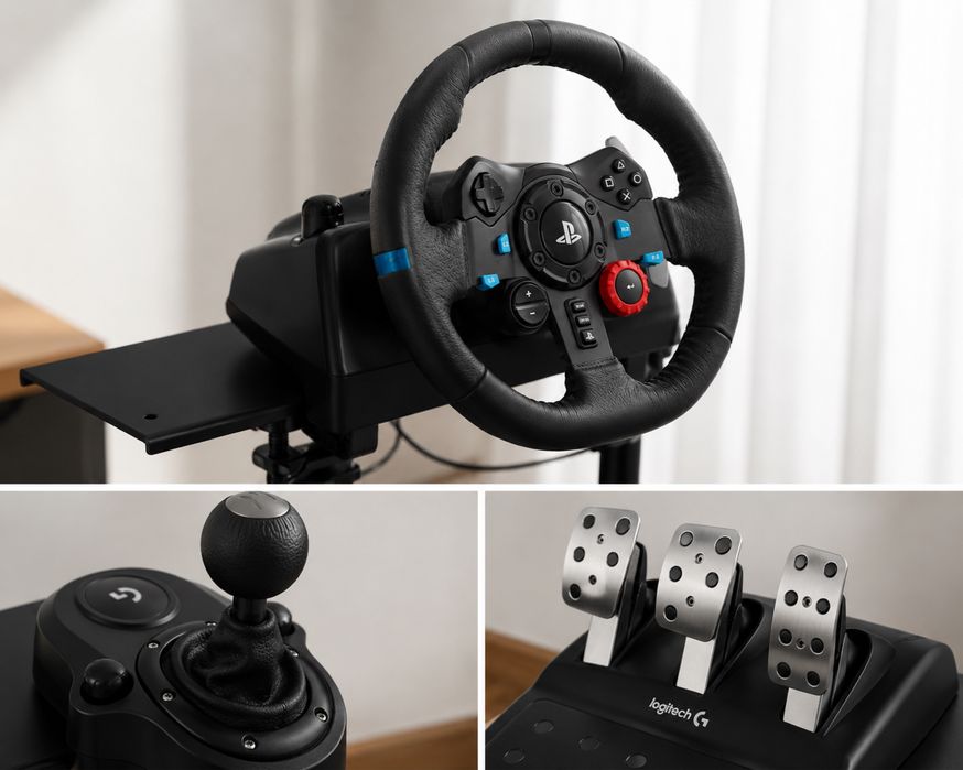 Volante Logitech G29 + Pedais + Caixa de Velocidades + Suporte