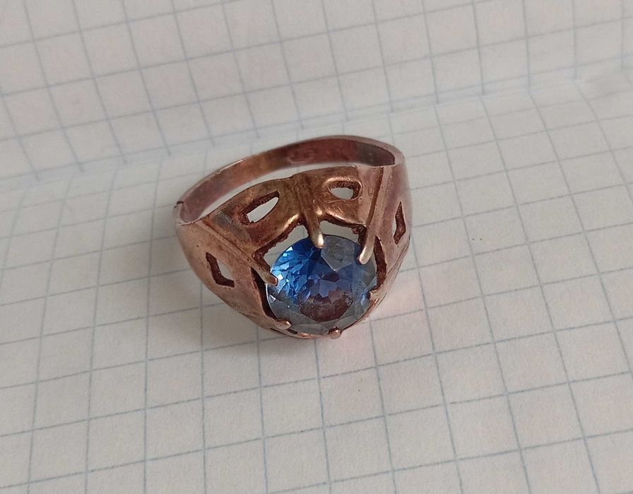 Кольцо синий камень серебро 875пр СССР