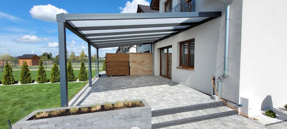 Zadaszenie tarasowe z aluminium / szkło przesuwne / darmowy projekt