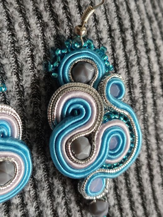 Kolczyki soutache sutasz ślubne boho