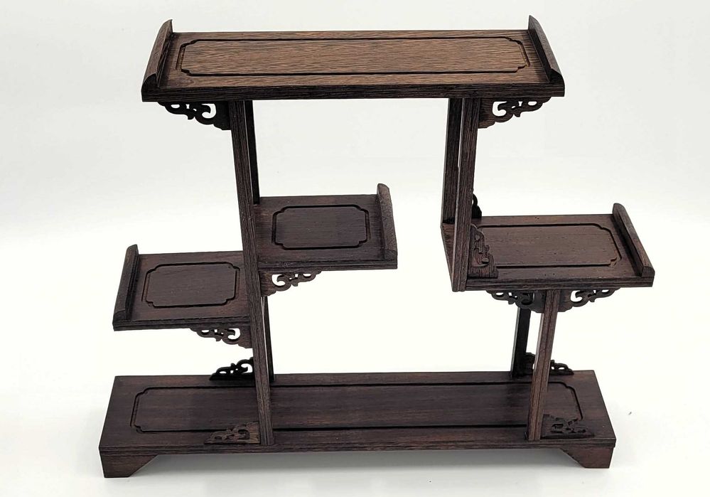 Półka Drewniana etażerka, stojak na figurki/bonsai – styl orientalny