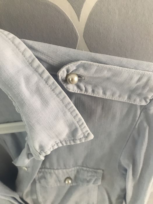 Zara jeansowa koszula z perłami rozmiar S
