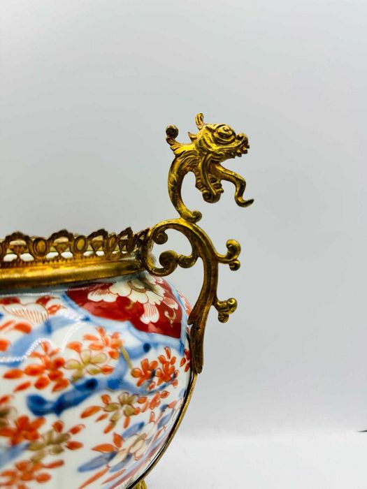 Porcelanowa Żardiniera Imari Brąz Antyk XX