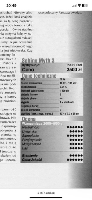 Wzmacniacz Sphinx Myth 3