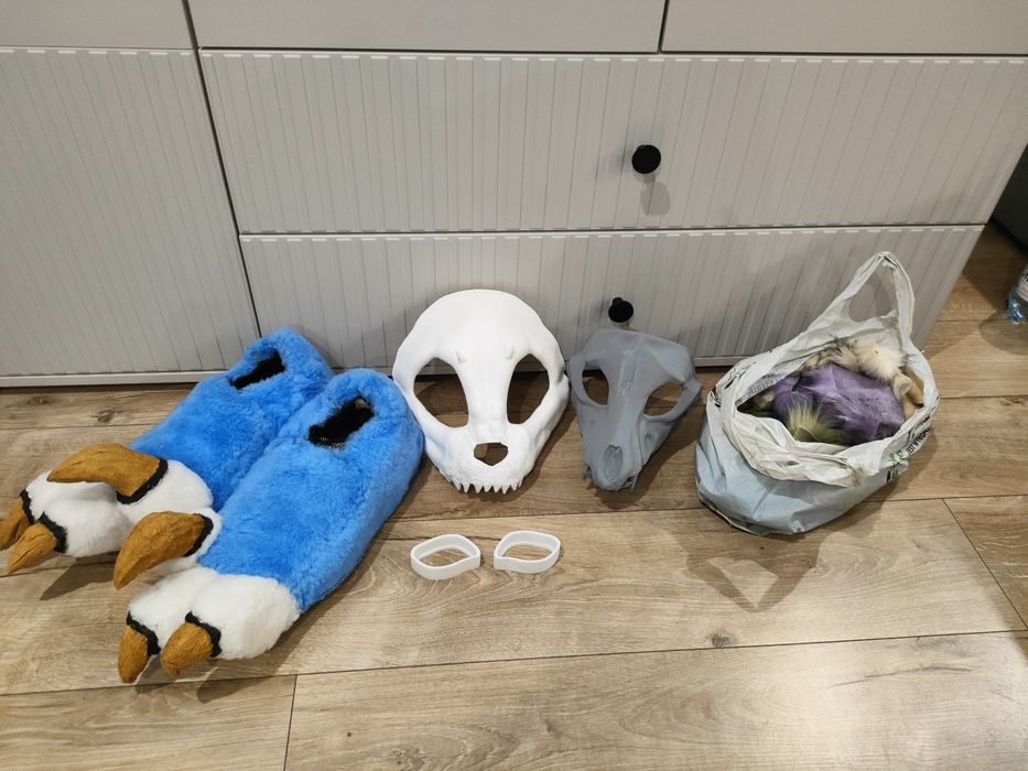 Fursuit furry dino mask cosplay therian maska skull dog łapy