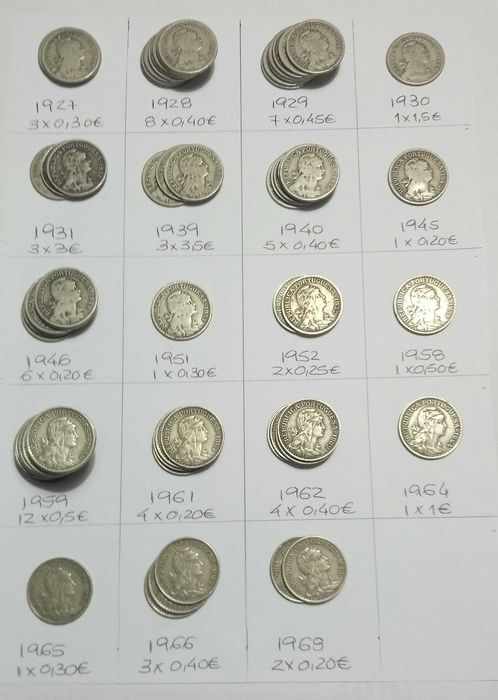 Moedas 1 Escudo Alpaca República Portuguesa vários anos