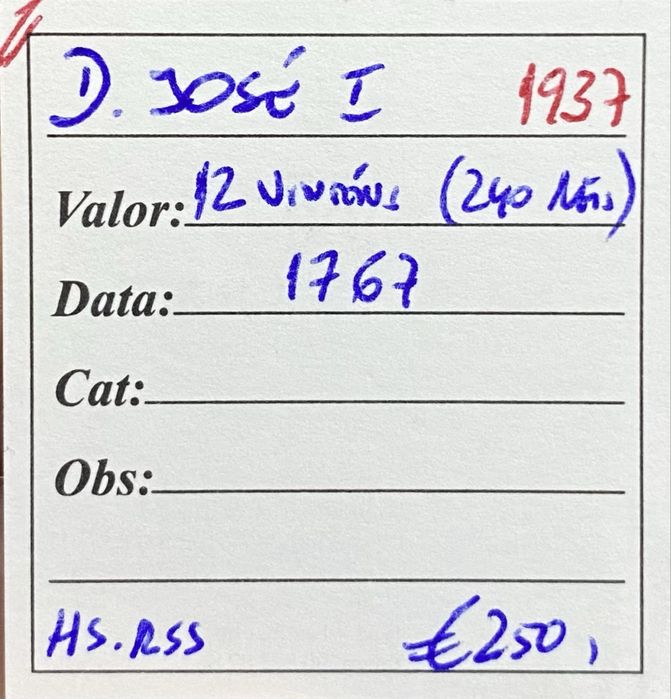 Moeda 1937 - D. José I - 12 Vintens (240 Reis) 1767