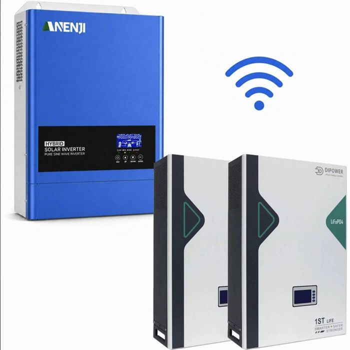 Anenji 6,2/11 кВт комплект резервного питания Wi-Fi + LiFePO4 5,12/10,24 кВт·ч для дома, квартиры, ИБП Живлення