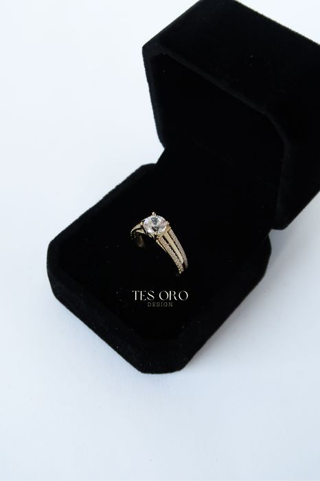 Złoty Pierścionek z Cyrkoniami | 12 | Próba Złota 585