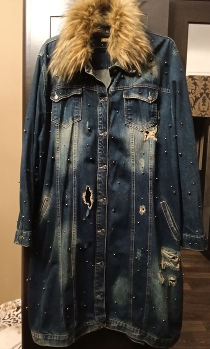 Жіночий кардиган б/у джинса з дірками Luizza 58